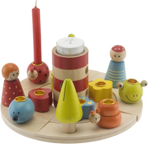Bieco 74024933 – Bougeoir Kit pour 8 bougies d'anniversaire et une bougie chauffe-plat