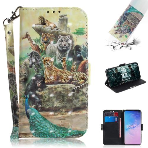 Etui en PU impression de motifs décor points lumineux monde animal pour votre Samsung Galaxy S10