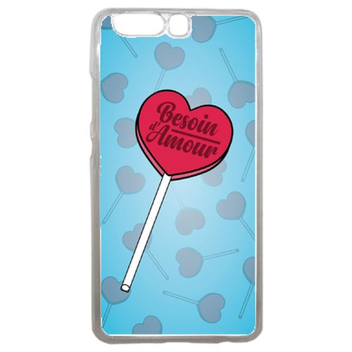 Coque Besoin Damour Fond Bleu Pale Compatible P10 Transparent