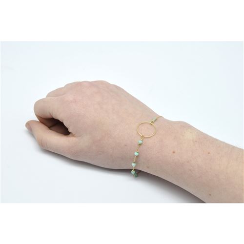 Bracelet turquoise asymétrique avec anneau - collection cmlpb