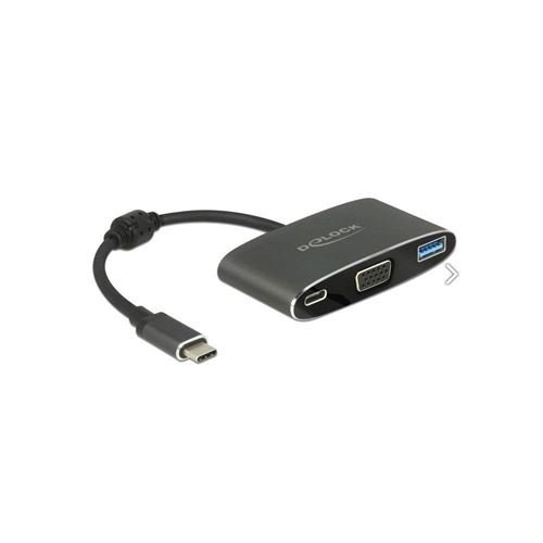 DeLOCK adaptateur USB Type-C prise mâle > VGA femelle + USB Typ-A + USB Type-C PD