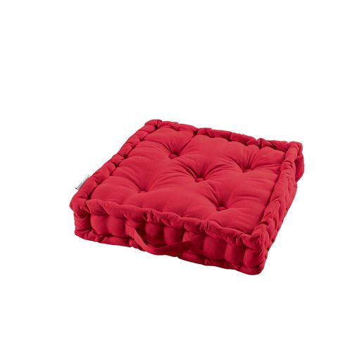 Coussin de sol 45 x 45 x 10 cm coton uni panama Rouge COTON d'intérieur