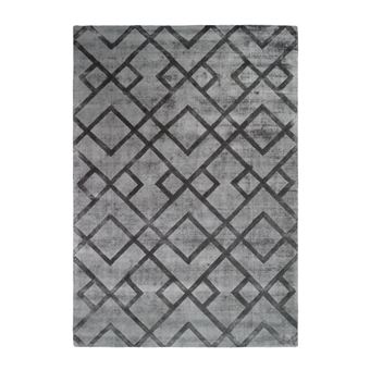 Tapis Rétro à Poils Courts Fait Main "Luxury III" Gris 120 x 170 cm - 1