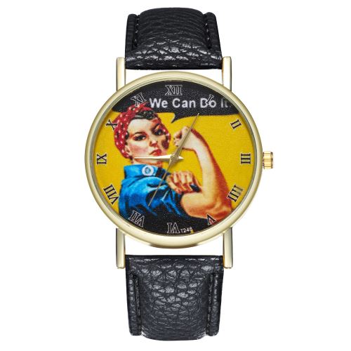 Bracelet en cuir pour homme de style rétro pour dames de montre à quartz de mode T248-Anoir