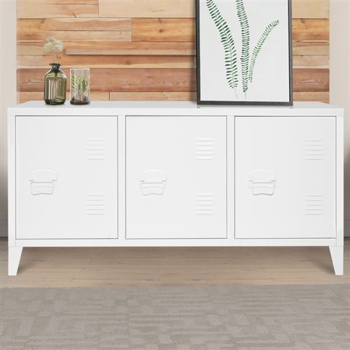 Buffet bas 3 portes Estel en métal blanc