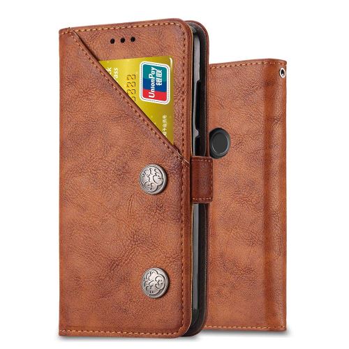 Housse pour Huawei P Smart 2019 Housse Coque Etui de luxe Portefeuille Porte Carte Et Billet (avec support integré) Brun Rétro