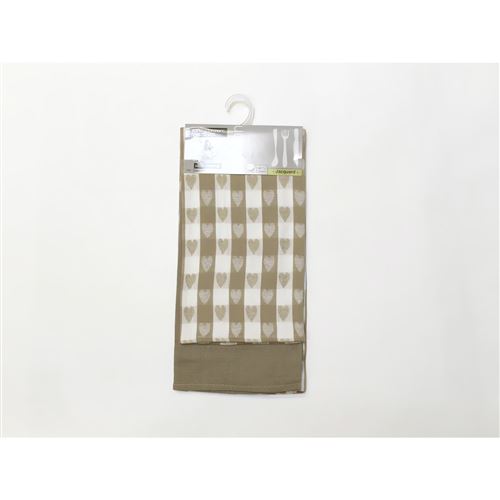 Lot de 2 torchons en coton COEUR taupe, jacquard 50x70 cm