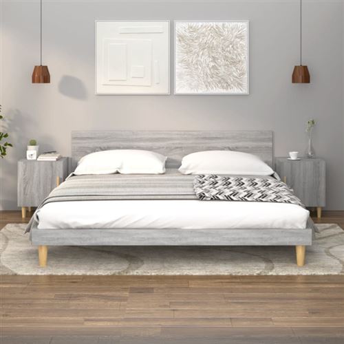 Non Communiqué Gris Vidaxl Tables De Chevet 2 Pcs Sonoma Bois D'ingénierie817312