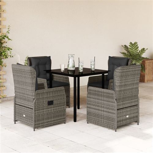 Vidaxl 5-Delige Tuinset Met Kussens Poly Rattan Grijs3262862 - Image 2