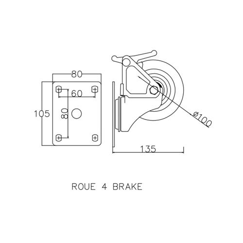 Non Communiqué Power Acoustics Roue 4 Brake - Roue Flight Case 4 Pouces Avec Frein