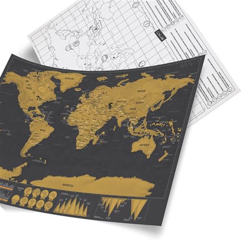 MONDE - Carte du monde à gratter 82,5x59,5cm - Noir - Kiabi - 39.99€