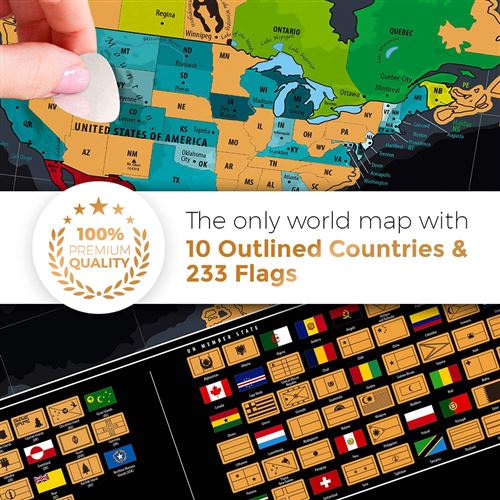 Monde - carte du monde à gratter 82,5x59,5cm - Conforama