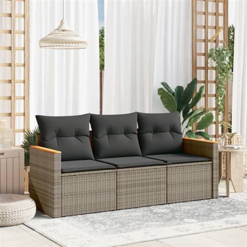 Non Communiqué Gris Vidaxl Salon De Jardin Avec Coussins 3 Pcs, Canapés De Terrasse, Ensemble De Meubles De Patio, Mobilier D'extérieur, 3258161