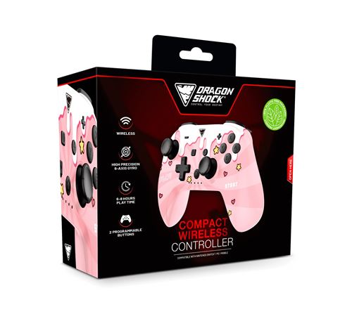 DragonShock - POPTOP COMPACT BT - Manette compacte sans fil Bluetooth Sweet Pink compatible Nintendo Switch - Switch Lite - Switch OLED