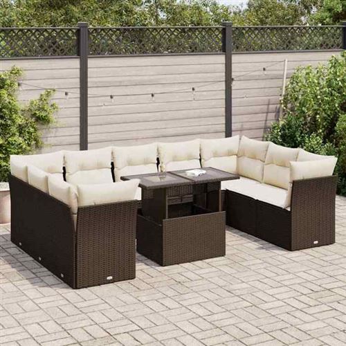 Vidaxl Marron Salon De Jardin Resine Tressee 10 Pieces 9 Personnes - Image 2