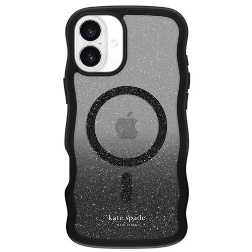 Coque MagSafe pour iPhone 16 Plus Design Wavy Glitter Nightfall Kate Spade Noir transparent