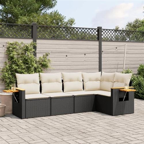 Non Communiqué Noir Vidaxl Salon De Jardin Avec Coussins 5 Pcs, Canapés De Terrasse, Ensemble De Meubles De Patio, Mobilier D'extérieur, 3259186