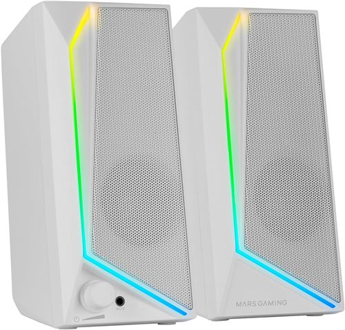 Mars Gaming MS72, Altavoces Gaming 15W, Iluminación RGB Flow, 2 Drivers Activos, Chipset DSP, Conexión Plug&Play USB y Jack 3.5mm, Rueda Control de Volumen y Puerto de Audio para Auriculares,