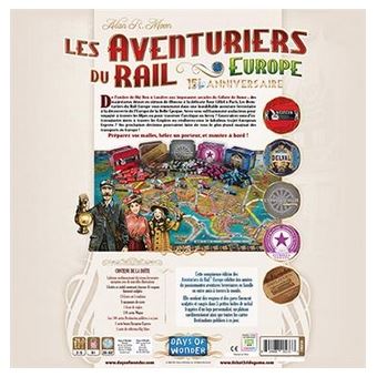 Jeu de stratégie Asmodee Les Aventuriers du Rail Europe 15ème Edition Anniversaire