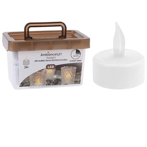 24 bougies chauffe-plat led blanc chaud 6h 3.8cm - MC5999980