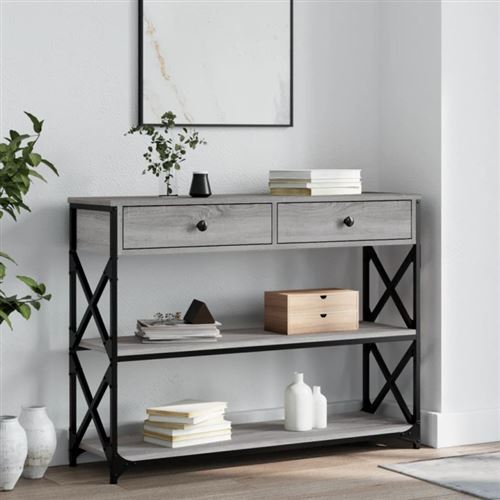 Table console sonoma gris 100x28x75 cm bois d ingénierie