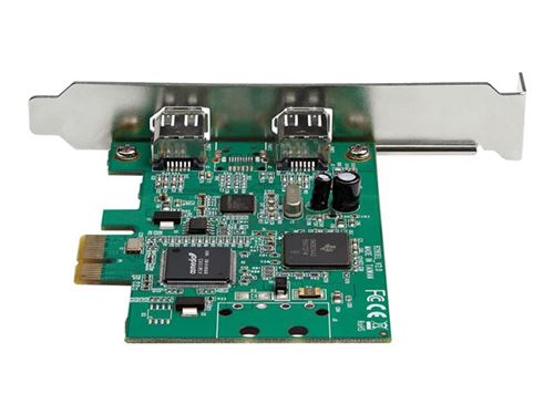 StarTech.com Carte PCI Express 2 ports FireWire 1394a - Carte PCIe 2 ports FireWire 400 - Adaptateur FireWire - PCIe profil bas - FireWire x 2 - vert - Conformité TAA