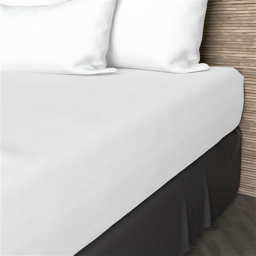Drap housse en coton 57 fils 140x190 cm UNI blanc, par Soleil d'ocre