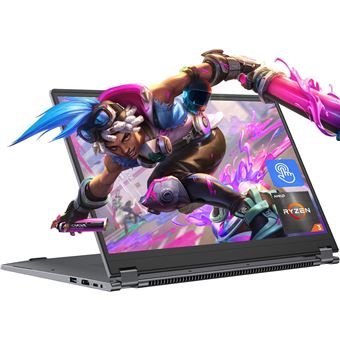 15,6 Pouces Ordinateur Portable 2 En 1 Écran Tactile Avec Ryzen 3 3200U Processeur, Win 11 PC Portable 16Go RAM 512Go SSD 360° Rotation 1080P FHD IPS Écran, Léger Laptop Avec RJ45