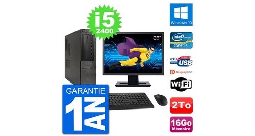 Pc dell 790 dt ecran 22" intel i5-2400 ram 16go disque dur 2to windows 10 wifi