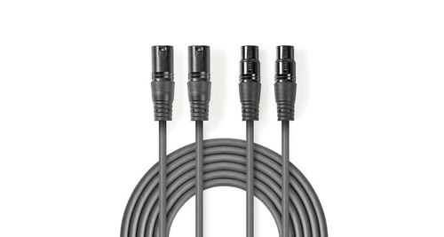 Non Communiqué Gris Câble Audio Xlr Symétrique 2X Xlr Mâles À 3 Broches - 2X Xlr Femelles À 3 Broches 0,5 M