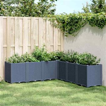 VidaXL Jardinière Lit Surélevé 160 Cm En Polypropylène Aspect Rotin – 4 Bacs Modulables, Noir, Idéal Potager Terrasse Balcon
