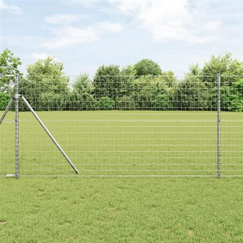 Non Communiqué Gris Vidaxl Clôture Euro Avec 7 Poteaux 1.2X10 M Acier Galvanisé 3350463