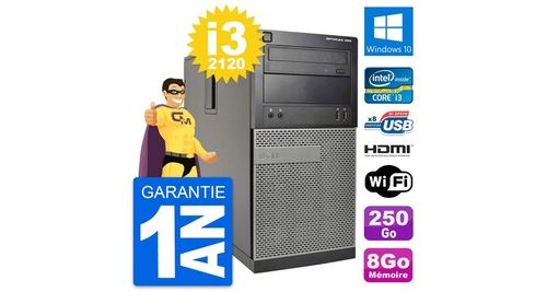 Pc tour dell optiplex 390 mt i3-2120 ram 8go disque 250go hdmi windows 10 wifi