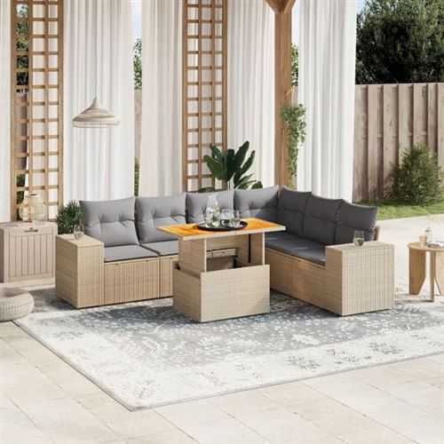 vidaXL - Salon de Jardin - Ensemble 7 pièces - Beige - Image 2