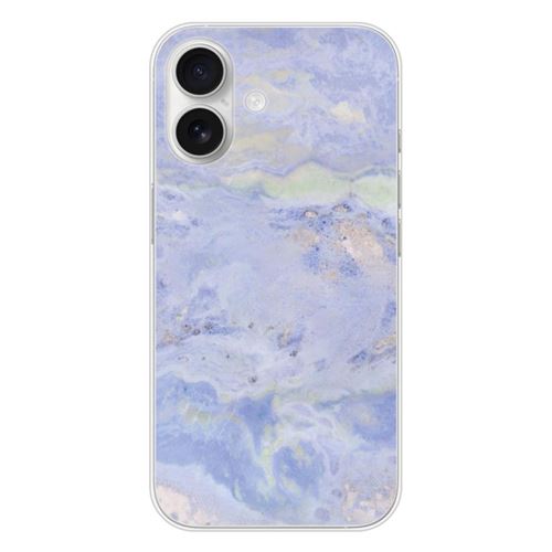 Coque en silicone imprimée compatible Apple iPhone 16 Marbre Bleu