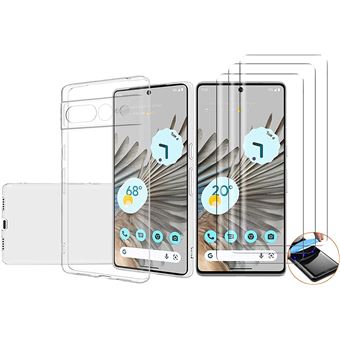 Pack Coque Silicone Transparente + Verre Trempé Pour Google Pixel 7 Pro