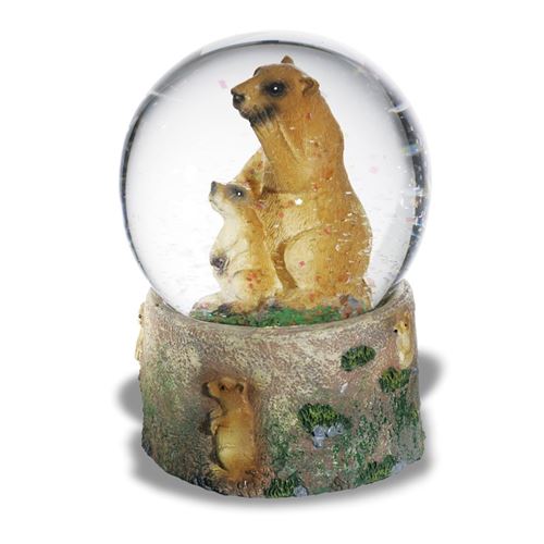 IMPEXIT - Boule à Neige marmotte avec Bébé en résine 8,5/6/6 cm