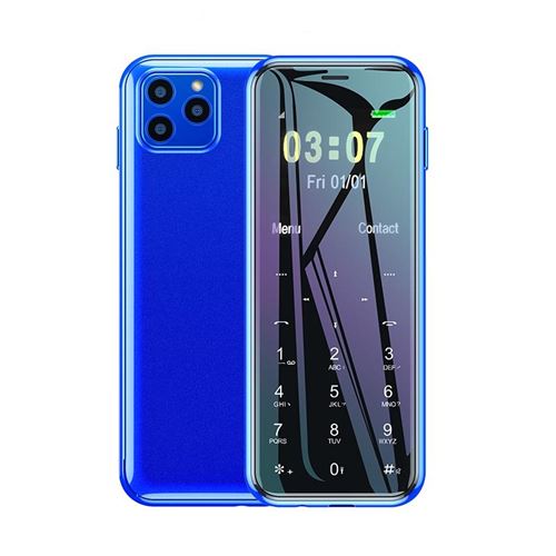 Téléphone Portable Ultra Mince Léger Batterie 1000mAh Écran 1.44 Pouces Dual SIM Bleu YONIS