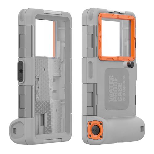 Coque de plongée professionnelle FLOODKING Google Pixel 7/7 Pro – Étanche 15m/1h,écran tactile HD joint anti-fuite, Gris Orange