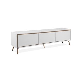 Meuble TV 3 abattants 175x38x50 cm blanc et chêne - AROUY - 1