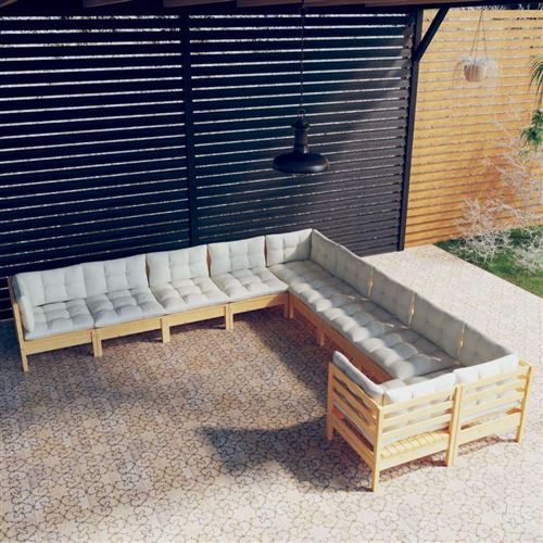 Non Communiqué Beige Salon De Jardin Modulable Vidaxl Bois 4 Pieces 10 Personnes