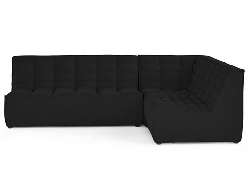 Non Communiqué Noir Ellie - Canapé Modulable D'angle Réversible 4 Places En Velours Texturé