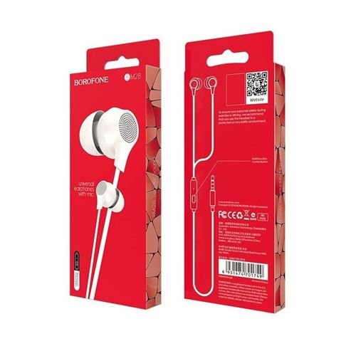 Écouteurs Filaires Universels avec Micro Blanc BM28 pour Borofone