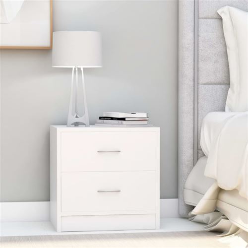 Vidaxl Blanc Table De Chevet 40X30x40 Cm Bois D Ingénierie - Image 3
