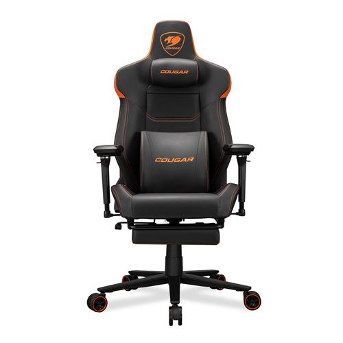  Fauteuil gaming - Cougar Gaming - ARMOREVOM - Noir/orange - Repose-Pieds R&eacute;tractable - Accoudoirs 5D - Jusqu'&agrave; 155&deg; - Cuir PVC 