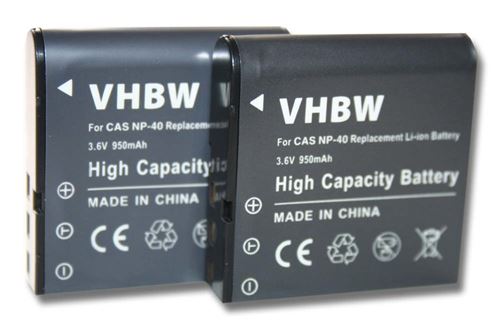 vhbw 2x Batterie compatible avec Lidl / Silvercrest IAN 79938 appareil photo (950mAh, 3,6V, Li-ion)