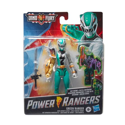 Hasbro - Power Rangers Dino Fury - F4496 - Figurine articulée 15cm + Accessoires - Ranger Vert avec Manche Sprint