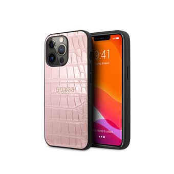 Coque Pour IPhone 13 Pro Antichoc Croco Élégant Guess Rose - Coque Et