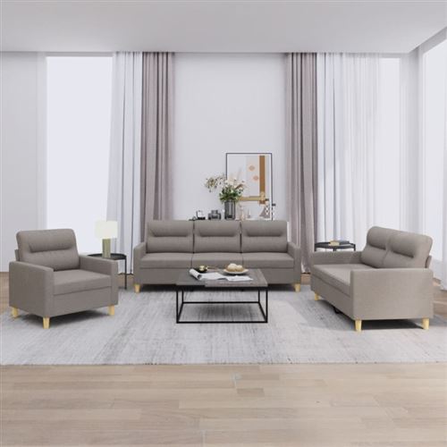 Non Communiqué Taupe Ensemble De Canapés 3 Pcs Avec Coussins Tissu