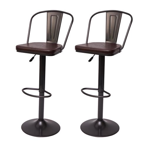 Non Communiqué Marron 2X Tabouret De Bar Mendler Hwc-H10a Industriel Vintage Noir - Image 1